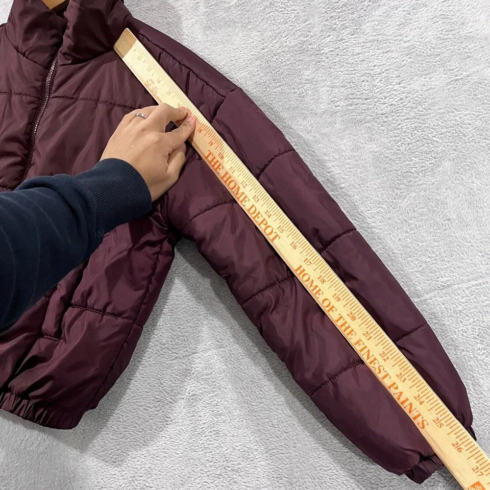 Abound Bomber Jacket Crop Womens XS Burgundy‎ Long Sleeves Full Zip Insulated